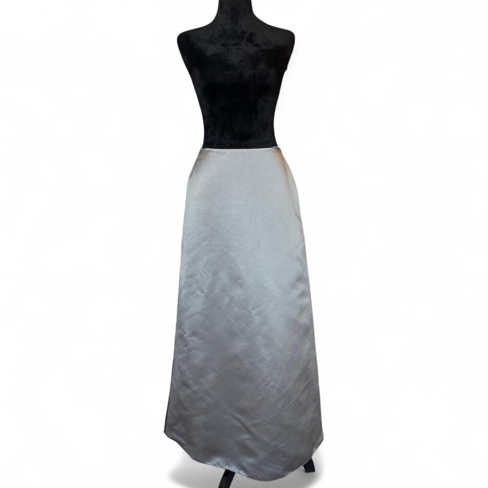 Y2K Satin Silver Maxi Skirt – Minimalist Sleek [S]